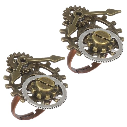 Steampunk Ring 2 Stück Vintage Uhr Zahnrad Design Kreative Metall Fingerringe Für Herren Damen Punk Schmuck Geschenk