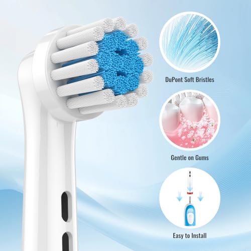 Soft Replacement Heads for Sensitive Gums, Compatible with Oral-B