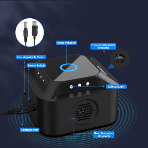 Mäuseabwehr Ultraschall Mäusevertreiber 360° Mäuseschreck Frequenz Regelbar Mäuse Abwehr Steckbar Schädlingsabwehr Rattenabwehr Innen Rattenabschreckung mit LED Stroboskoplicht Nagetierbekämpfung