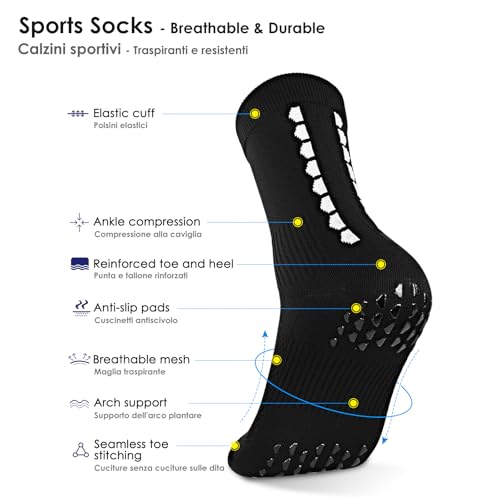 Grip Soccer Socks Men Women, Compression Cycling Sock Breathable & Quick-drying, antypoślizgowe skarpety sportowe Football Rugby Yoga…
