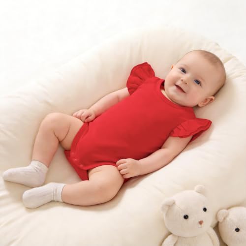 Image of LYSMuch Toddler Baby Girls T Shirt Ruffle Sleeveless Kids Cotton Tshirt Solid Color Blouse