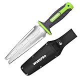 WORKPRO 12' Paletta da Giardino con Custodia in Oxford, Lama in Acciaio Inossidabile Seghettata, Coltello da Giardino per Estirpazione, Piantagione e Scavatura