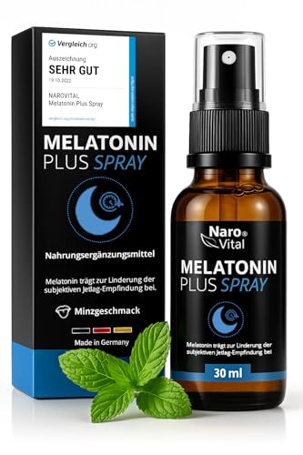 Melatonin Einschlafspray Hochdosiert I Natürliches Melatonin Spray Plus mit Ashwagandha Passionsblume Lavendel Baldrian Melisse I Alternative zu Melatonin Tropfen I 30 ml - 0 5mg pro Sprühstoß
