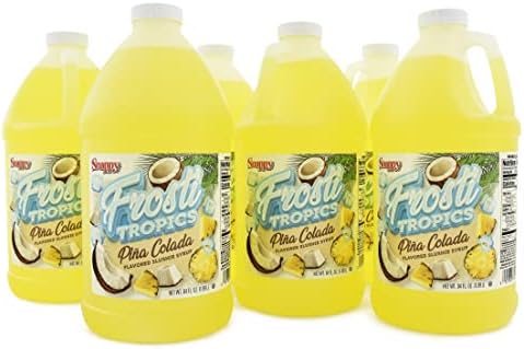 Snappy Frosti Tropics Pina Colada Slushie Mix, 6 Pack 1/2 Gallon, Slushy Syrup for Frozen Cocktails and Mocktails