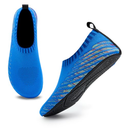Image of ANLUKE Water Shoes for Women Men Quick-Dry Swim Shoes for Pool & Beach | Breathable knit upper with a flexible barefoot feel; ideal for pool, beach, swim, yoga or slippers.