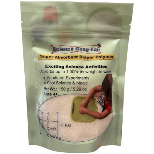150g Sodium Polyacrylate - Super Absorbent Diaper Polymer Slush Powder for STEM Science Experiments Sensory Play Bins and Fluffy Slime - Educational Polymer for Kids & Classrooms