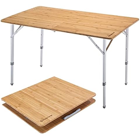 KingCamp Bambus Campingtisch Klapptisch mit 3 verstellbaren Höhen 4 Personen Cover