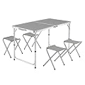 LOLAhome Mesa Plegable de Camping Con 4 Tabure…