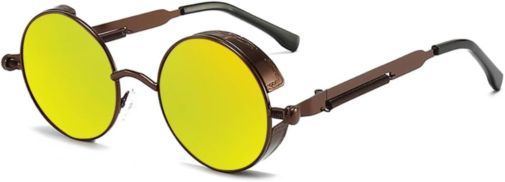 Round Steampunk Sunglasses Men Fashion Male Anti-uv Women Metal