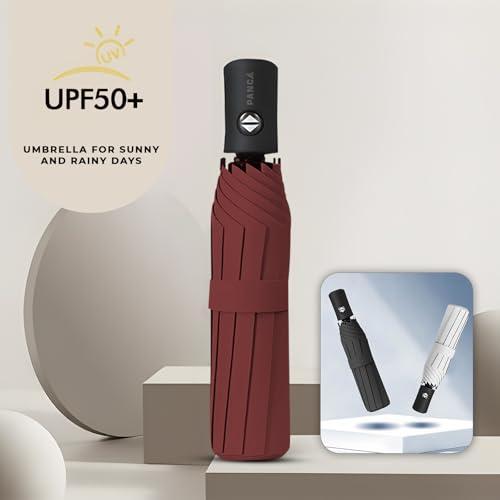 Image of PANCA Windproof Automatic Open Close Travel Umbrella for Men & Women | Compact 3 Fold Rain Umbrella with 8 Reinforced Ribs | Portable Folding Umbrella for Office, Travel & Outdoor