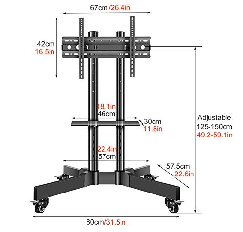 Soporte móvil para TV con ruedas y estante para 32-65" miniatura 4