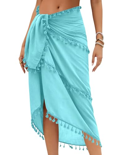 Image of Eicolorte Sarong Cover Up Womens Beach Cover Up Bikini Bathing Suit Swimsuit Swimwear Coverup Sarong Pareo Wraps for Women