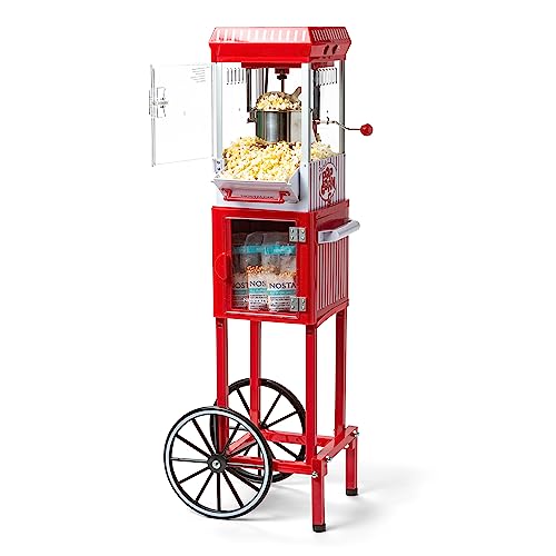 Nostalgia Popcorn Maker Machine - Professional Cart With 2.5 Oz Kettle Makes Up to 10 Cups - Vintage Popcorn Machine Movie Theater Style - Red & White by Nostalgia - Used condition - US$102.28