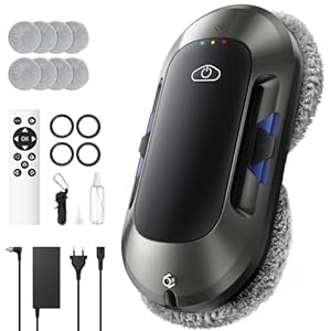 Fensterputzroboter mit Doppelter Düse, 6000Pa Elektrischer Fensterroboter, Fernbedienung, 3 Reinigungsmodi, Intelligente Navigation, Kantenerkennung, Sicherheitssystem, Für Glatte Oberflächen