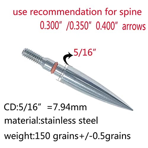 Field Points Arrowheads 150 Grains Archery Field Points, 5/16'' Stainless Steel Screw In Archery Field Tips And Broadheads (1 Dozen 12 Pcs), 2.9 * 2.3 * 0.6 #TOP1