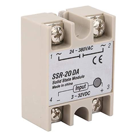 Solid State Relay, SSR-20DA DC Control AC 20A Solid State Relay Module Input 3-32V DC to 24-380V AC Cover