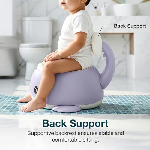 Image of Baybee Dolphin Potty Seat for Kids 2-5 Years | Baby Toilet Seat with Back Support & Anti Slip Base | Portable Potty Training Seat with Grip Handle | Baby Toilet Chair for Kids Boys Girls (Purple)