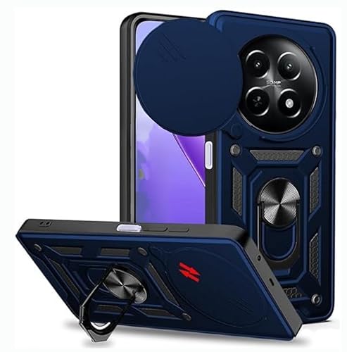 Image of SPAZY CASE Oppo F29 Pro 5G Back Cover | Heavy Duty Hybrid Case with 360 Degree Rotating Finger Ring Holder + Slider Shutter Camera Protection Case for Oppo F29 Pro 5G - Blue
