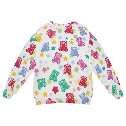 JUNZAN Colorful Gummy Bears Candies Jelly Sweets Little Kids Hooded Sweatshirt Crewneck Boys Sweat Shirt Camping 4T2