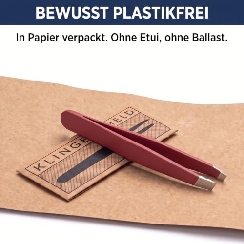 KLINGENHELD® Haargenaue Pinzette - greift jedes Haar beim 1. Versuch ohne durchrutschen - Pinzette Augenbrauen Zupfen handgeschliffen… – Ansicht 3