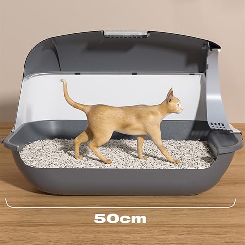 Arenero para gato grande con tapa y pala azul miniatura 6