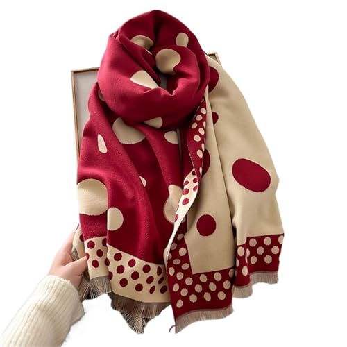 Écharpe d'hiver en cachemire de luxe à pois pour femme élégante
