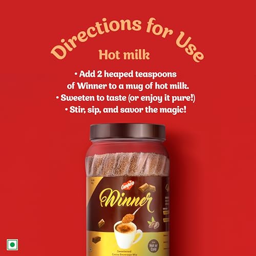 Image of Campco Winner Delicious Hot or Cold Chocolate Drink Powder Mix, 400g(Pack of 2)