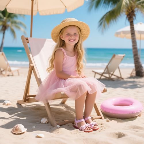 Image of Otter MOMO Girls Open Toe Princess Flat Sandals with Comfort Sole Summer Sandals