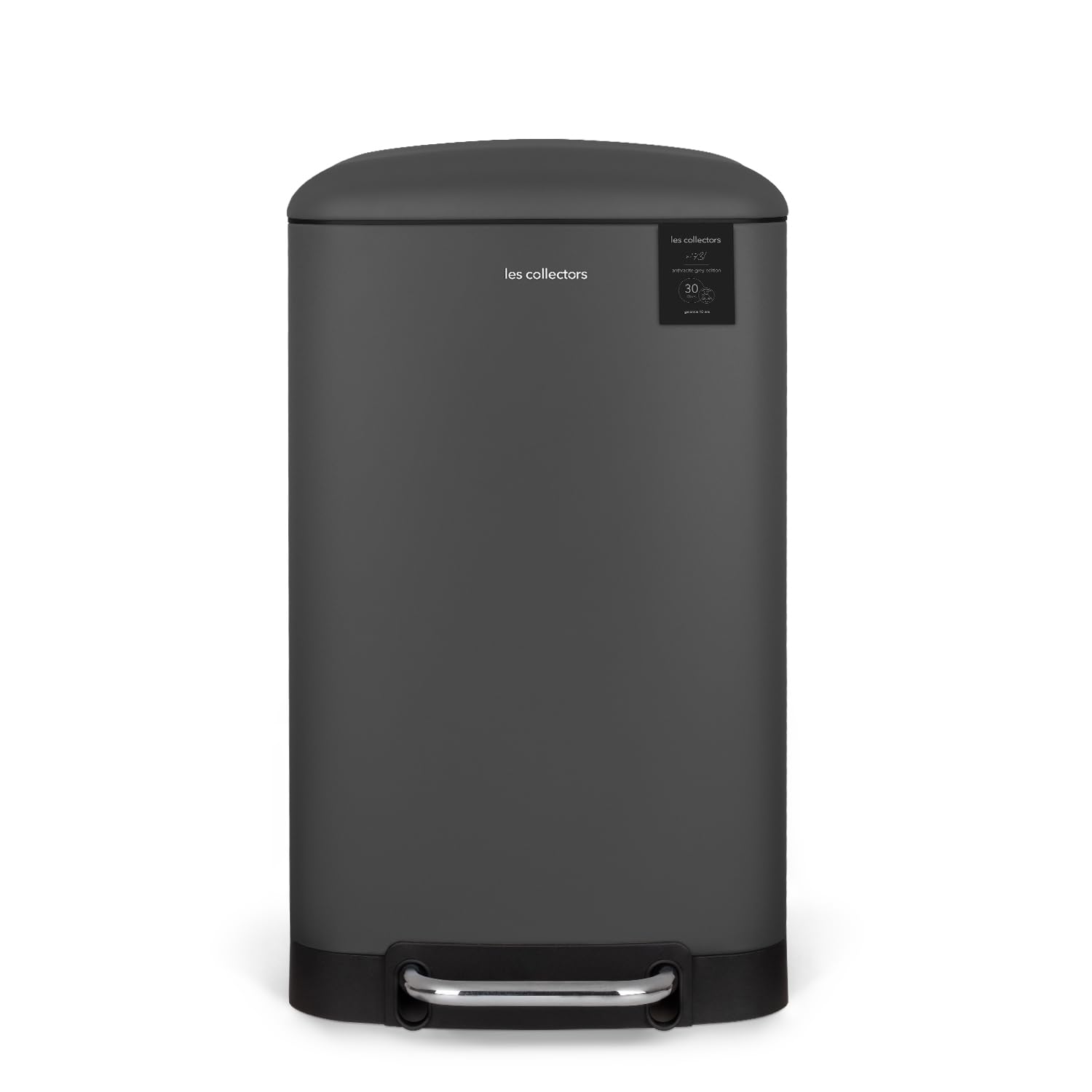 Les Collectors, Cubo de basura de cocina a pedal N°731, Acero inoxidable, Capacidad 30L, Compatible con bolsa 30L, Práctico, Cierre silencioso, Cubo interior extraíble, Acabado mate, Gris antarcita