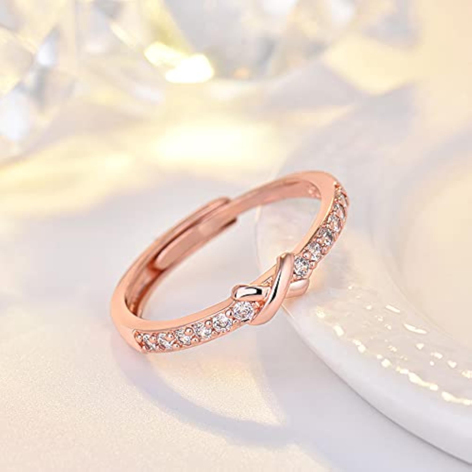 Stylish Rose Plated Solitaire Ring for Women