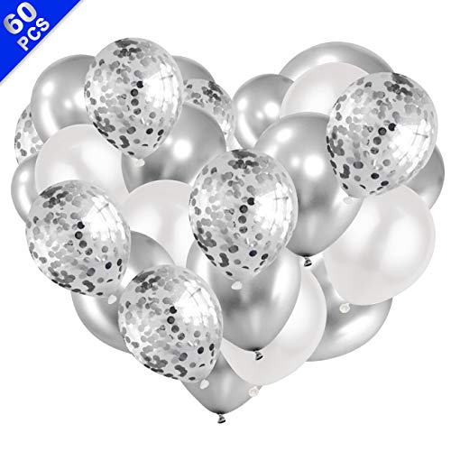 60 Palloncini Metallici Per Feste - Colori Blu, Viola E Bianco - Ideali Per Decorazioni Compleanno, Baby Shower E Feste Per Ragazze