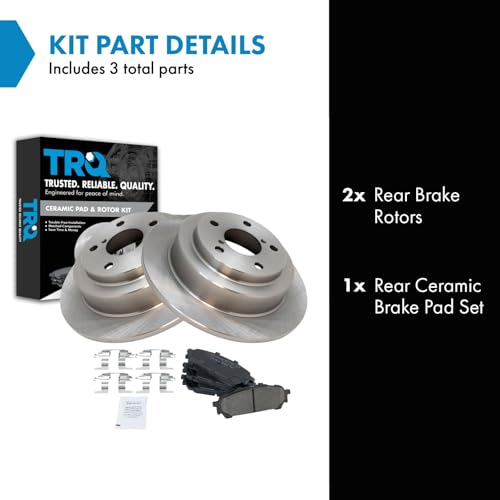 Image of TRQ Rear Ceramic Brake Pad and Rotor Set | For 05-06 Saab 9-2X 04-08 Subaru Forester 05-07 Impreza Outback Sport H4 2.5L 06-07 2.5i 04-05 WRX 2.0L
