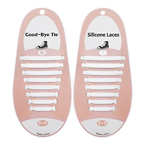 No Tie Shoe Laces for Kids and Adults, Elastic Laces for Trainers, Waterproof Elastic Tieless Running Shoe Laces, Athletic Running Shoe Laces for Sneaker Boots Board Shoes and Casual Shoes (White) Cover