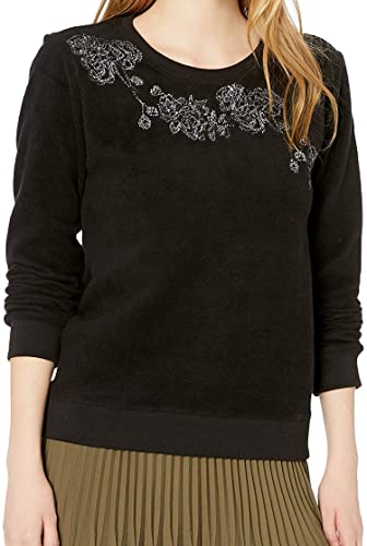 Lucky Brand Women's Fleece Floral Pullover Sweater