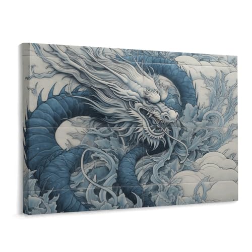 Tableau cadre de Noël dragon impression sur toile haut de gamme 40x30