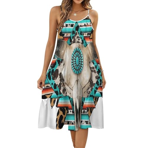 AILLOSA Vestidos casuales para mujer hasta la rodilla Halter Vestido sin mangas Vestido Casual Vestido largo halter, Bandera-195, XXXXL