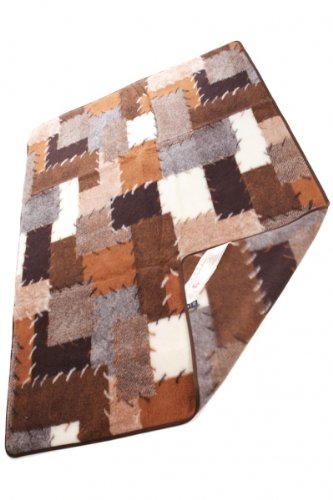 Koc wełniany, koc z żywej wełny, pled wełniany, patchwork, 100% wełna merynosów, wymiary: 180 x 200