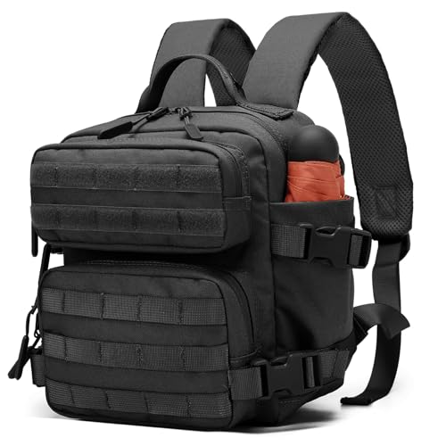 ONE WVW PIN Mini Tactical Backpack for Men and Women 9L Small Molle Backpack for Woman Military Backpacks for Gym Hiking Daily Travel Camping (Black)
