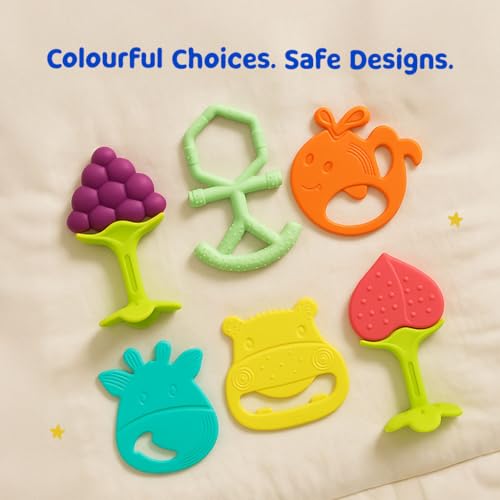 Image of BUMTUM Soft Silicone Baby Teether, Teether for 6 to 12 Months Baby |Bpa Free Teething Toys for Babies, Infants & Toddlers| Fruit Shape 2Pcs