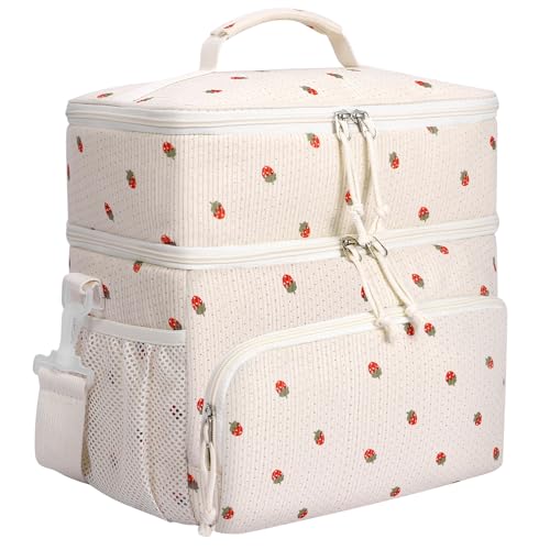 HowFly Corduroy Insulated Lunch Bag Box for Women Men - Double Deck - Soft...