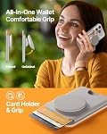 Sinjimoru for MagSafe Phone Grip, Compatible with MagSafe Wallet, Soft Magnetic Finger Grip, with 3 Card Holder for iPhone, M-Tap Tok Wallet Black