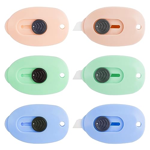 Mini Ceramic Box Cutter 6pcs Package And Box Opener Retractable Safety Cutters Small Utility Knife Ceramic Blades with Keychain Hole
