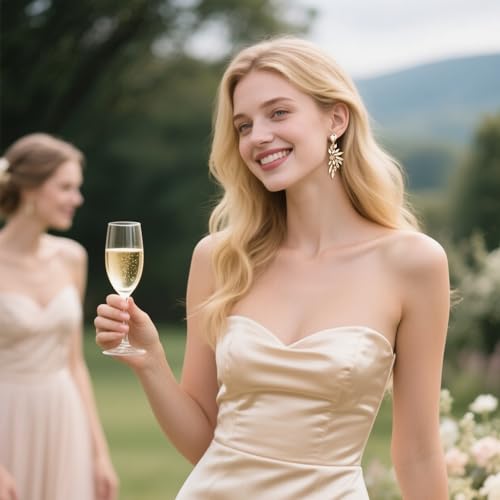 BriLove Women's Wedding Bridal Crystal Teardrop Multi Marquise Cluster Bling Dangle Earrings4