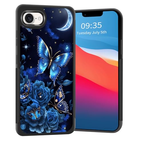 Vobber for iPhone 16e Case,Slim Anti-Scratch Architecture TPU Shockproof Protective Case Cover for iPhone 16e 6.1 inch 2025,Butterfly Flower Moon - image 1