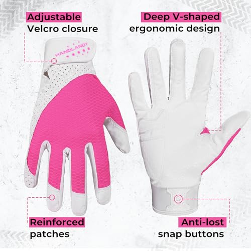 Image of HANDLANDY Baseball Batting Gloves for Adult Youth, Grip Breathable Softball Batting Gloves Fit Men Kids Boys Girls