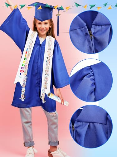 Image of Unisex Kids Kindergarten Graduation Gown Cap Tassel Stole Preschool Graduation Gown Robes Certificate for Boy Girl