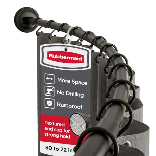 Rubbermaid Tringle douche incurvée sans perçage, 50-72", noir mat