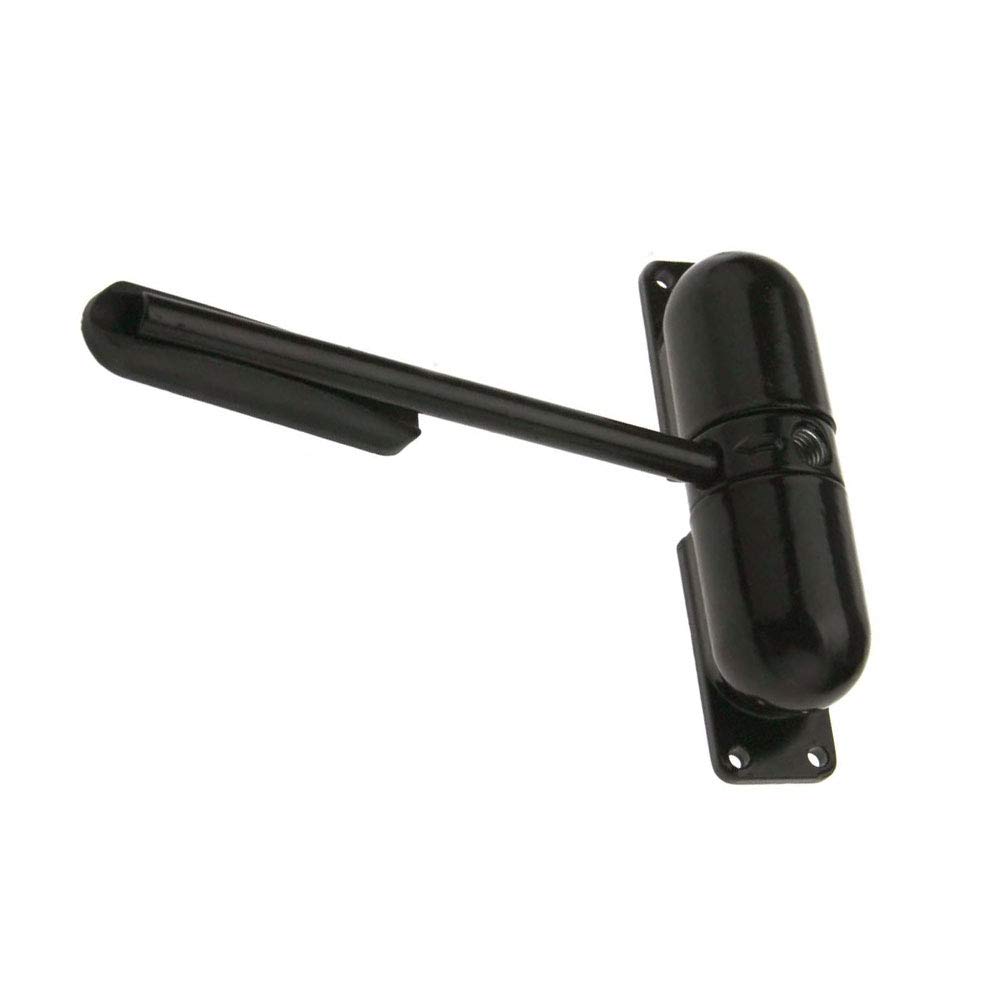 Safety Spring Door Closer Automatic Stopper Spring Loaded Adjustable Door-Closer Fire Rated Metal (Black)