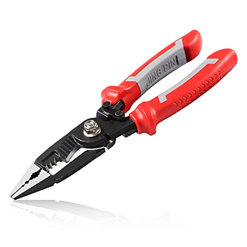 Leontool 6 In 1 Multifunctional Electrician Pliers 8 Inch Heavy Duty Long Nose Pliers With Wire Stripper Crimper Cutter Needle Nose Pliers For Electrical Wiring Work Industrial Or Household #TOP20