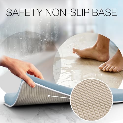Image of Comfortable Bath Kneeler and Elbow Kneeling Rest Pad for Baby Bathing Parents - Painless Foam Mat with Toy Organizer Pockets - Quick Drying, Foldable, Non-Slip for Baby and Toddler Bathing - Blue